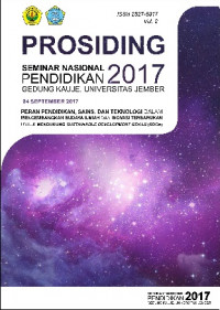 Prosiding Seminar Nasional Pendidikan : Peran Pendidikan Sains, dan Teknologi dalam Mengembangkan Budaya Ilmiah dan Inovasi Terbarukan untuk Mendukung Sustainable Development Goals (SDGs) 2030 (2017 : Jember)