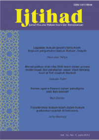 Ijtihad : Jurnal Wacana Hukum Islam dan Kemanusiaanrn Volume 13, No. 2 Juni 2013