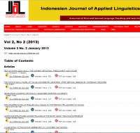 Indonesian Journal of Applied Linguistics : A Journal of First and Second Language Teaching and Learning (Volume 2, No. 2, January 2013)