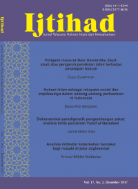 Ijtihad: Jurnal Wacana Hukum Islam dan Kemanusiaan Volume 18, No. 2 (2018)