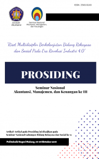 Prosiding Seminar Nasional Akuntansi, Manajemen, dan Keuangan III Riset Multidisiplin Berkelanjutan Bidang Rekayasa dan Sosial pada Era revolusi Industri 4.0 Tahun 2018