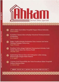 Ahkam : Jurnal Ilmu Syariah, Volume 16, No. 2, Juli 2016