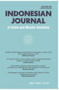 Indonesian Journal of Islam and Muslim Societies Vol. 5 No. 1 is issued in June 2015